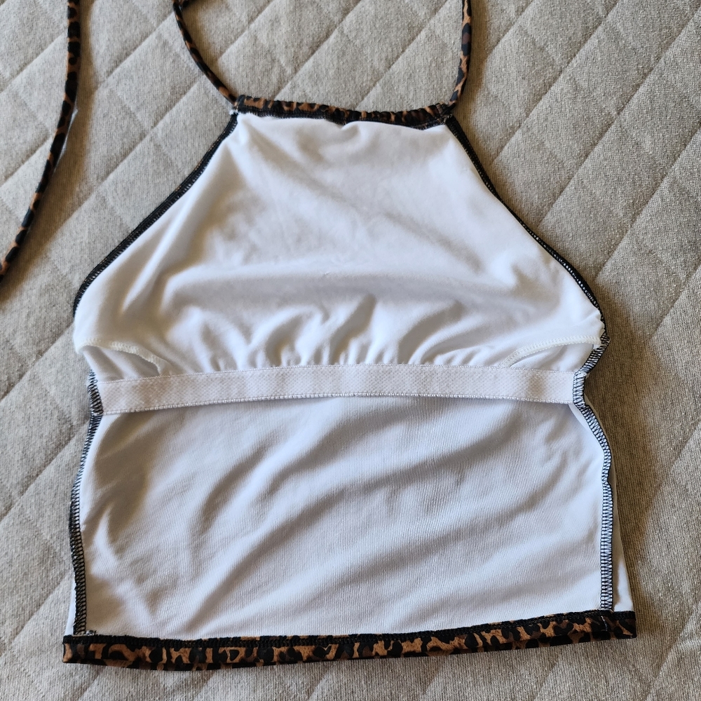 Kortni Jeane Cheetah Halter Swim Top Medium - Picture 6 of 11